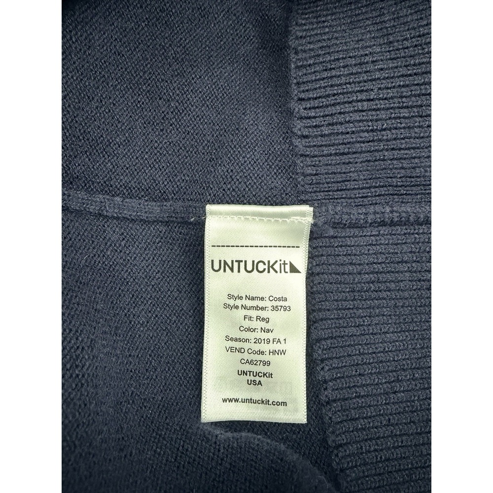 Untuckit Costa Merino Wool Cardigan Men's XL Navy Shawl Collar Sweater - Picture 4 of 8